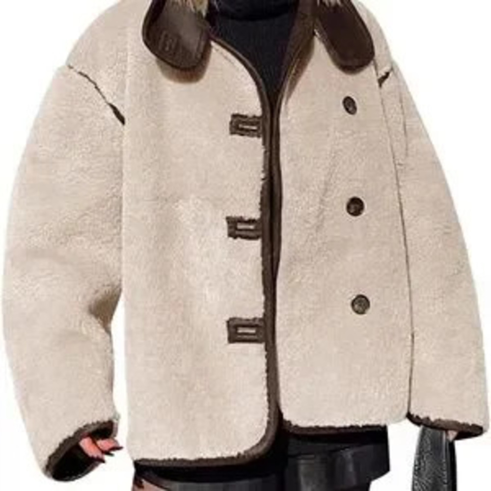 cream teddy coat women warm winter jacket - Picture 5 of 5